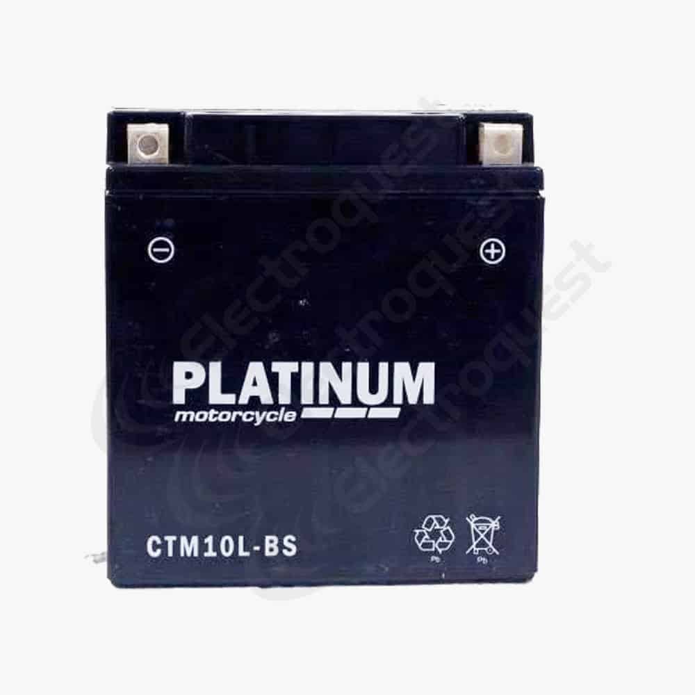 CTM10L-BS Platinum 12v 11ah motorcycle battery, also known as ctm10lbs, yb10lb2, lyb10lb2, yb10l-b2, yb10l-b2, motorbike battery